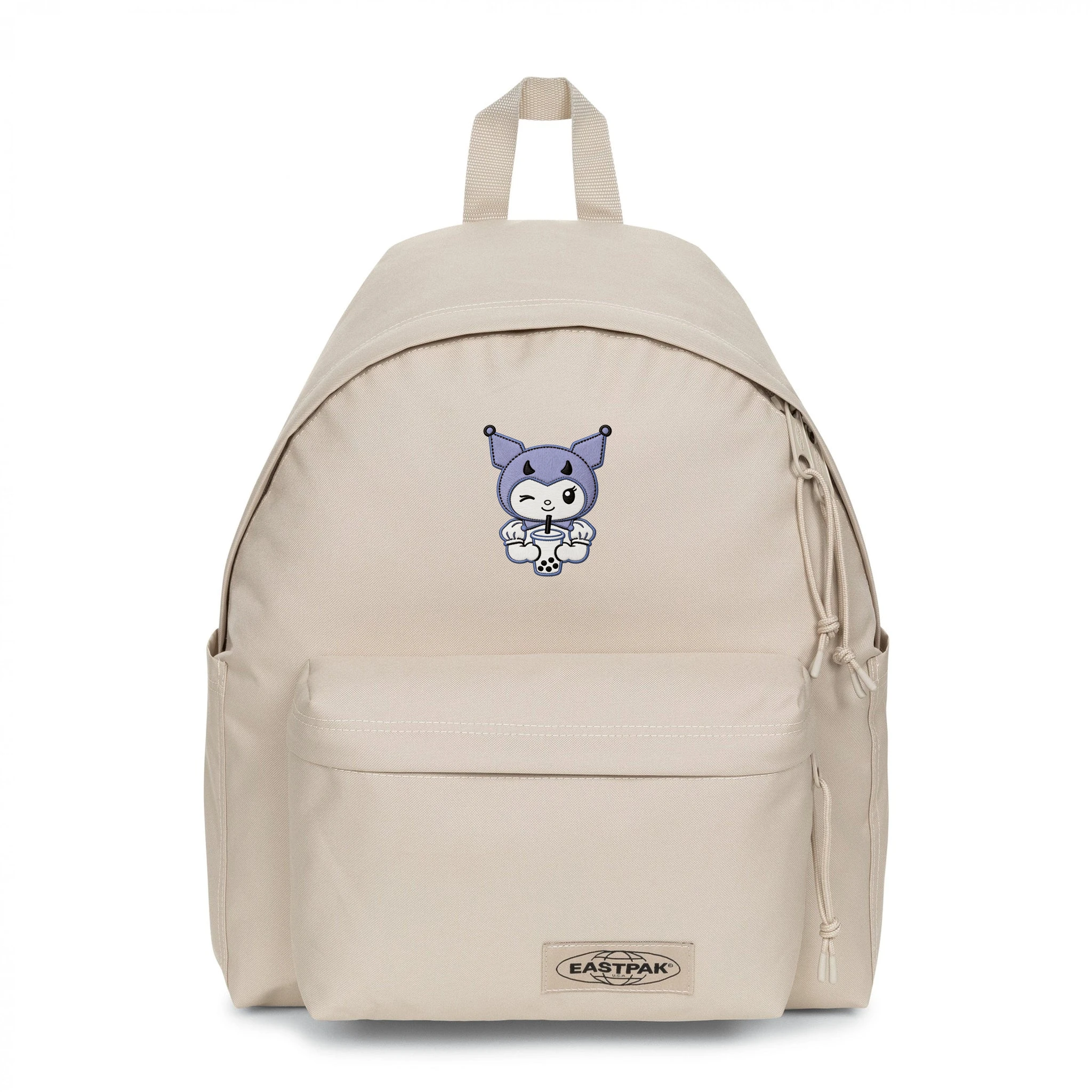 EASTPAK DAY PAK'R MONOTONE BEIGE Kuromi Peaceful Smile Embroidered Backpack 1 EASTPAK DAY PAK'R MONOTONE BEIGE Kuromi Peaceful Smile Embroidered Backpack