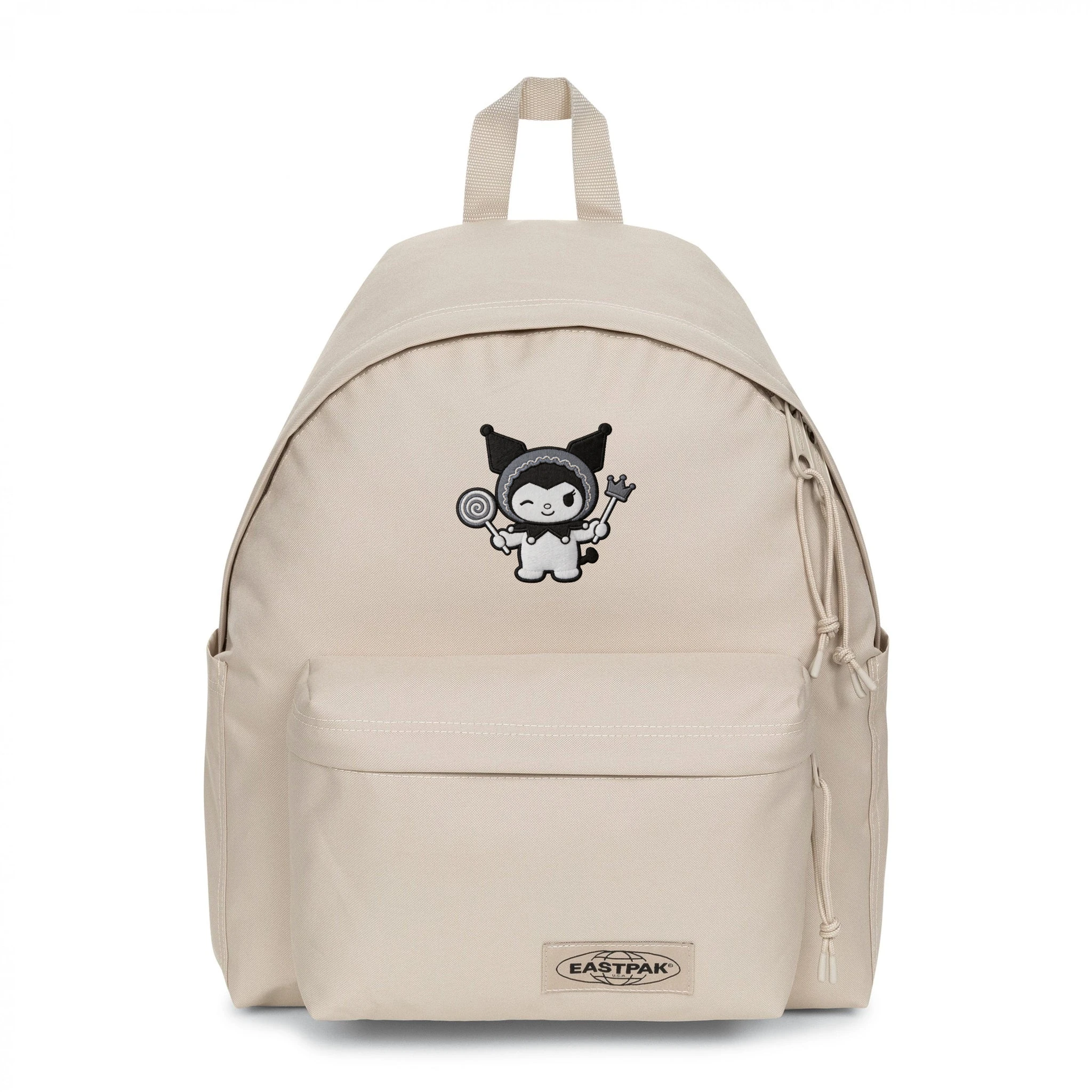 EASTPAK DAY PAK'R MONOTONE BEIGE Kuromi Peaceful Smile Embroidered Backpack 1 EASTPAK DAY PAK'R MONOTONE BEIGE Kuromi Peaceful Smile Embroidered Backpack