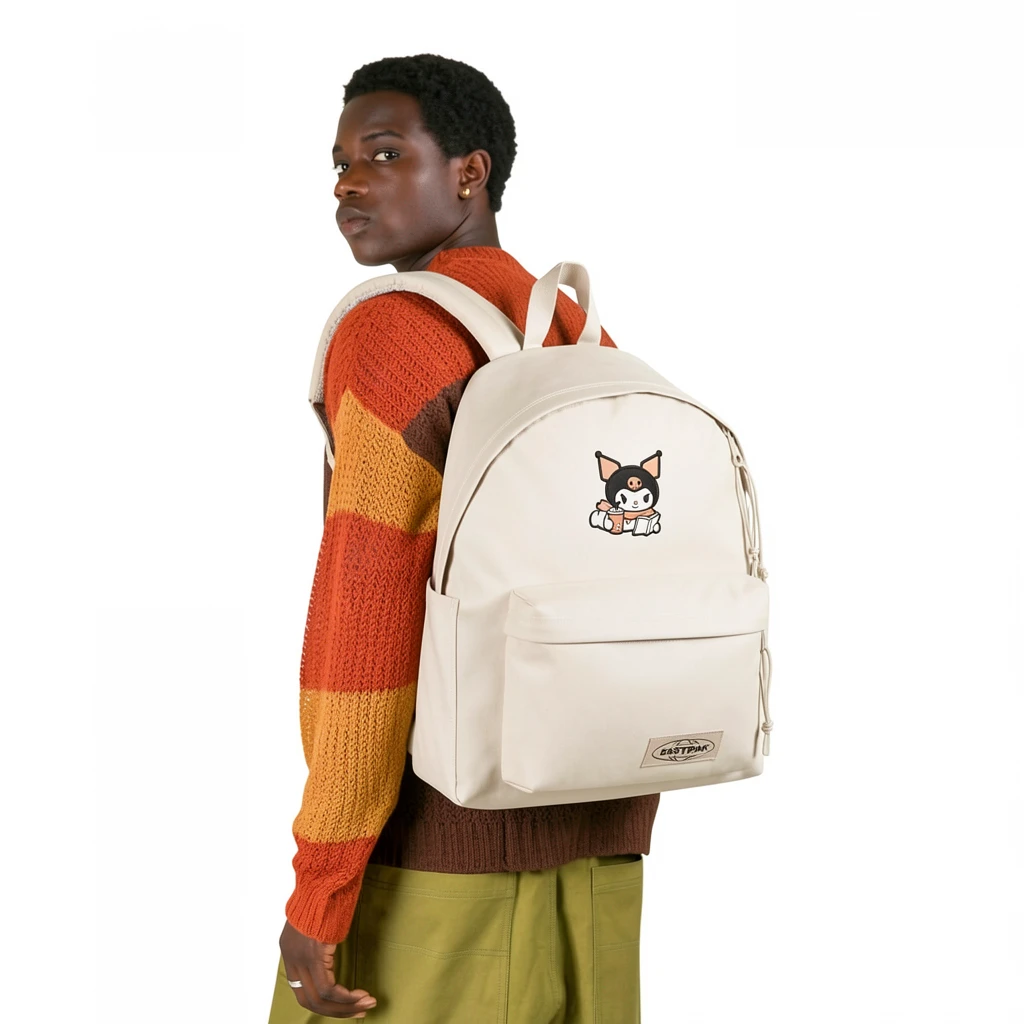 EASTPAK DAY PAK'R MONOTONE BEIGE Kuromi Soft Charm Embroidered Backpack 2 EASTPAK DAY PAK'R MONOTONE BEIGE Kuromi Soft Charm Embroidered Backpack - Image 2