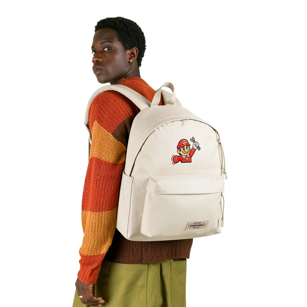 EASTPAK DAY PAK'R MONOTONE BEIGE Mario Focused Mood Embroidered Backpack 2 EASTPAK DAY PAK'R MONOTONE BEIGE Mario Focused Mood Embroidered Backpack - Image 2