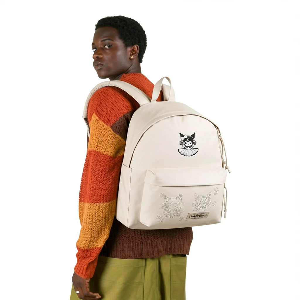EASTPAK DAY PAK'R MONOTONE BEIGE Kuromi Mischief Mood Embroidered Backpack 2 EASTPAK DAY PAK'R MONOTONE BEIGE Kuromi Mischief Mood Embroidered Backpack - Image 2