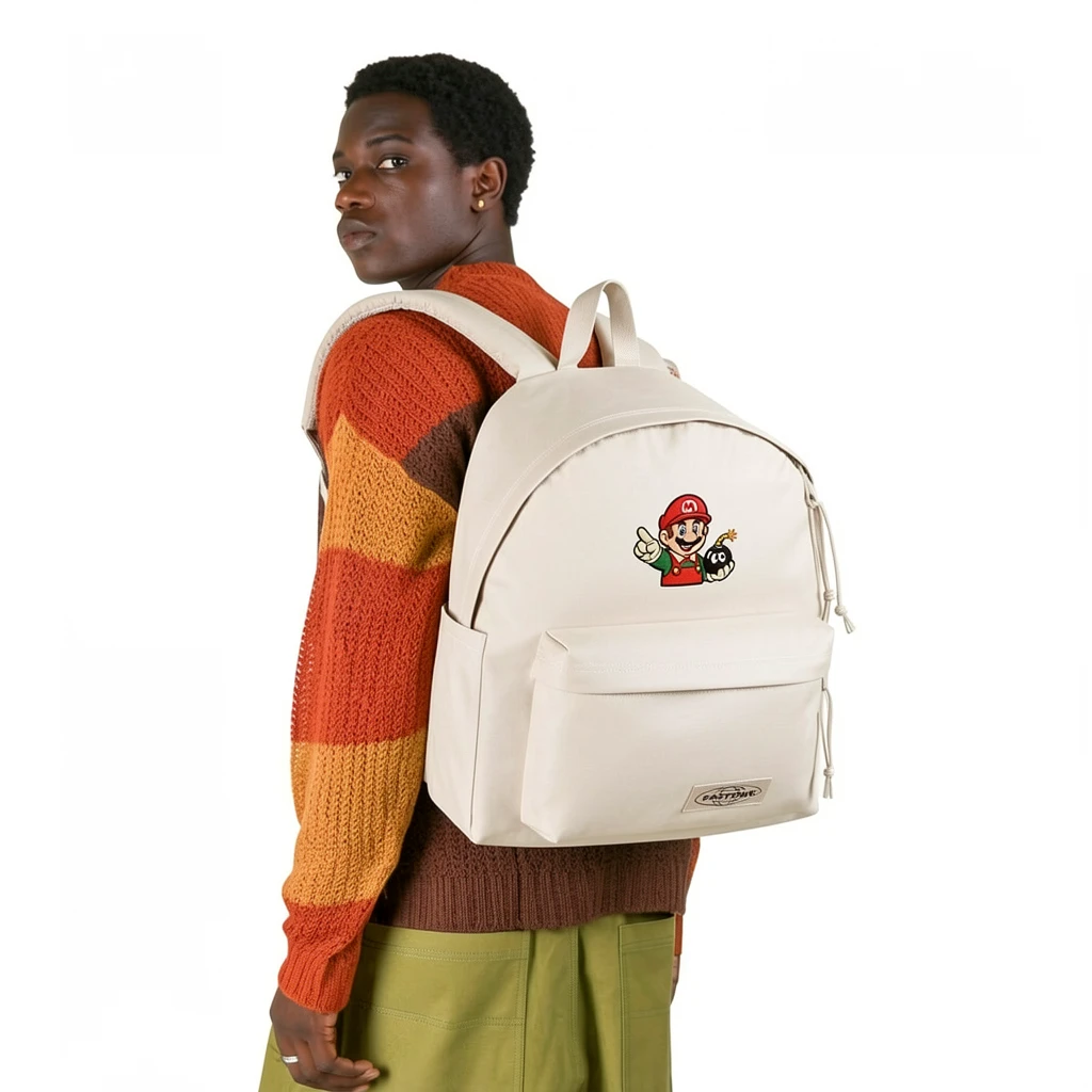 EASTPAK DAY PAK'R MONOTONE BEIGE Mario High Spirits Embroidered Backpack 2 EASTPAK DAY PAK'R MONOTONE BEIGE Mario High Spirits Embroidered Backpack - Image 2