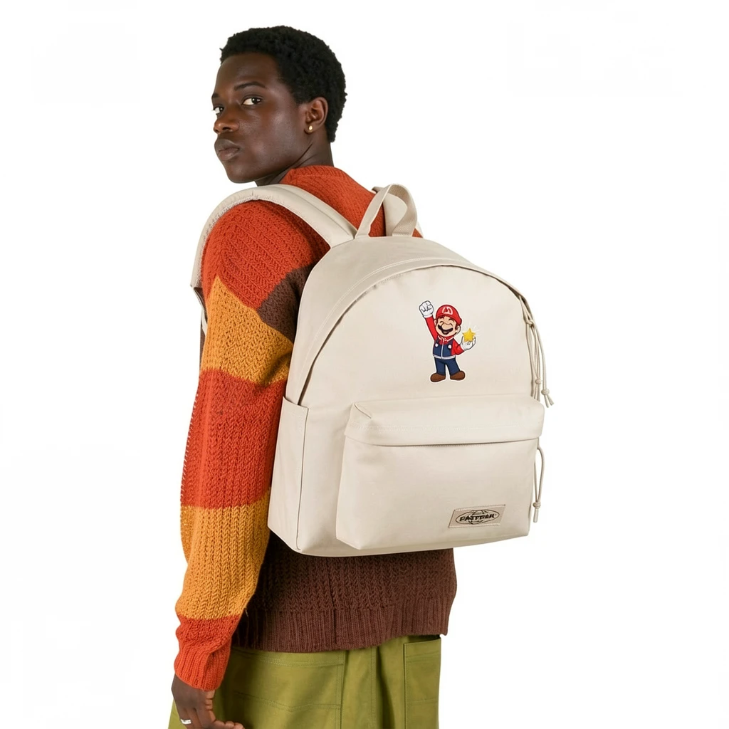 EASTPAK DAY PAK'R MONOTONE BEIGE Mario Joy Spark Embroidered Backpack 2 EASTPAK DAY PAK'R MONOTONE BEIGE Mario Joy Spark Embroidered Backpack - Image 2