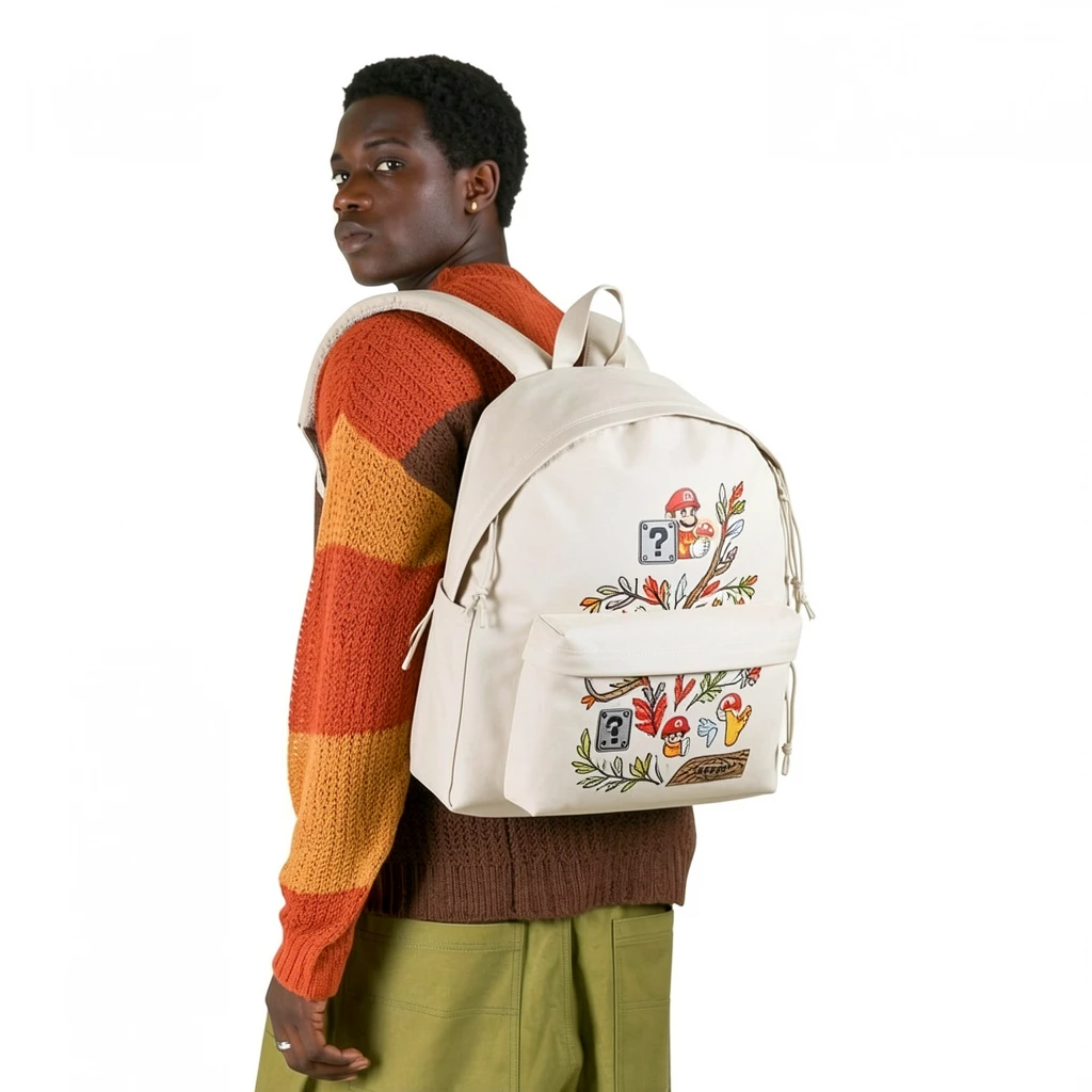 EASTPAK DAY PAK'R MONOTONE BEIGE Mario Driven Focus Embroidered Backpack 2 EASTPAK DAY PAK'R MONOTONE BEIGE Mario Driven Focus Embroidered Backpack - Image 2