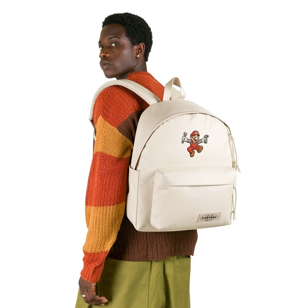 EASTPAK DAY PAK'R MONOTONE BEIGE Mario Confident Mood Embroidered Backpack 2 EASTPAK DAY PAK'R MONOTONE BEIGE Mario Confident Mood Embroidered Backpack - Image 2