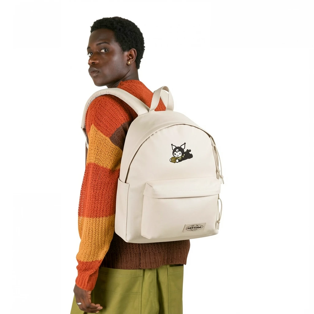EASTPAK DAY PAK'R MONOTONE BEIGE Kuromi Sunny Smile Embroidered Backpack 2 EASTPAK DAY PAK'R MONOTONE BEIGE Kuromi Sunny Smile Embroidered Backpack - Image 2
