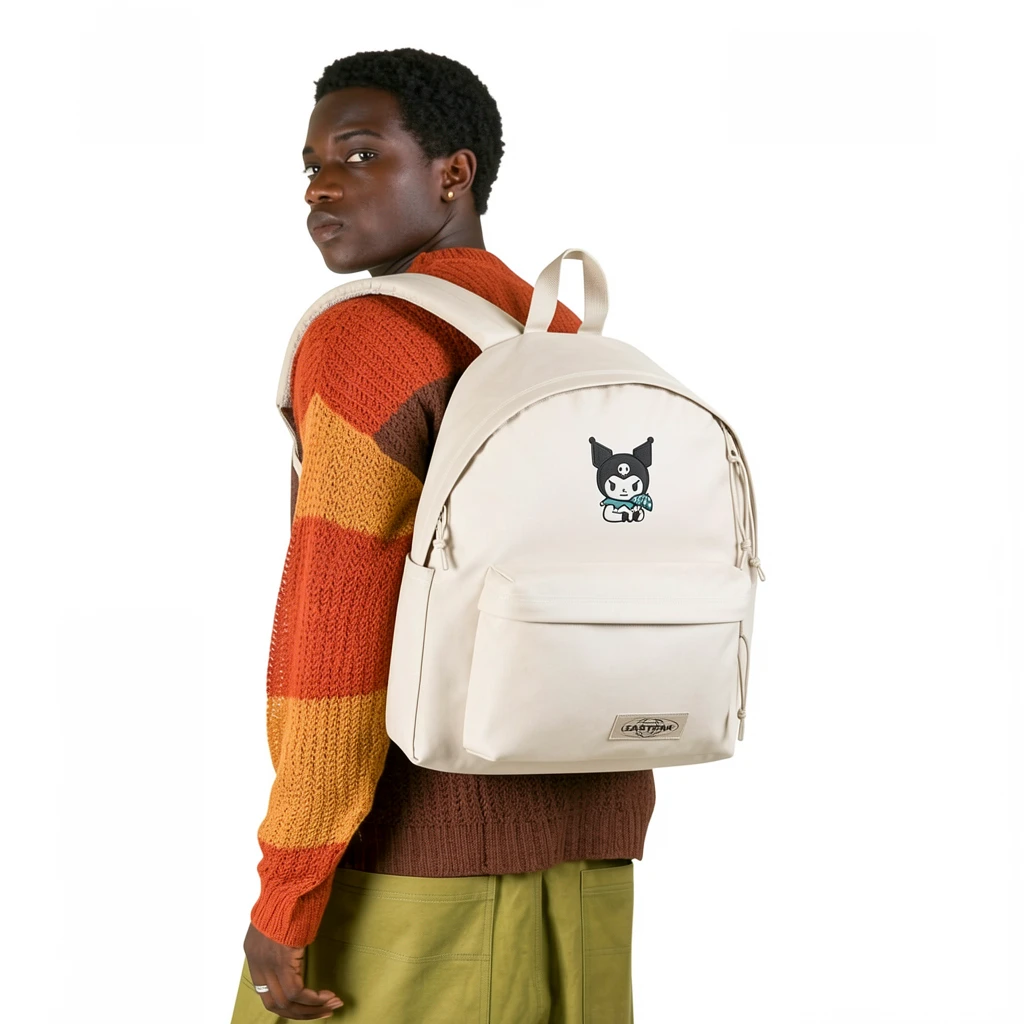 EASTPAK DAY PAK'R MONOTONE BEIGE Kuromi Embroidered Backpack 2 EASTPAK DAY PAK'R MONOTONE BEIGE Kuromi Embroidered Backpack - Image 2