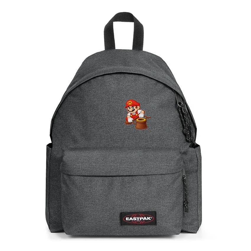 EASTPAK DAY PAK'R BLACK DENIM Mario Game Face Embroidered Backpack 1 EASTPAK DAY PAK'R BLACK DENIM Mario Game Face Embroidered Backpack