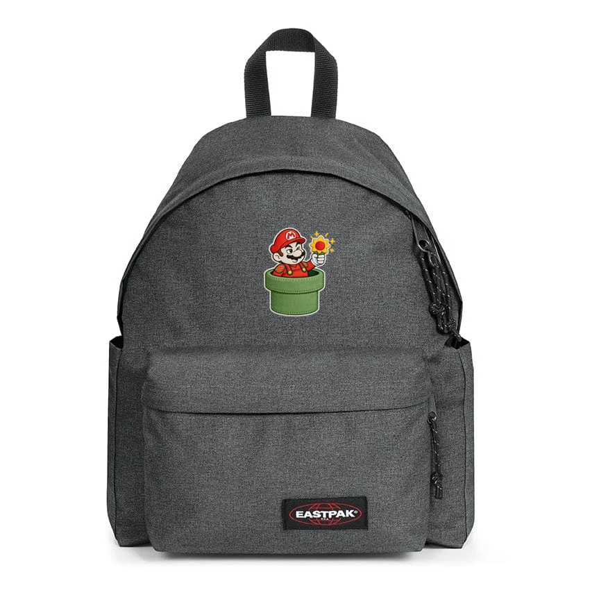 EASTPAK DAY PAK'R BLACK DENIM Mario Mischief Mood Embroidered Backpack 1 EASTPAK DAY PAK'R BLACK DENIM Mario Mischief Mood Embroidered Backpack