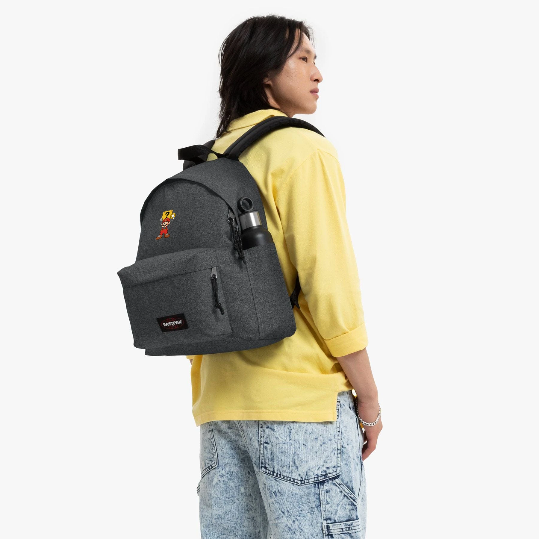 EASTPAK DAY PAK'R BLACK DENIM Mario Wink Mode Embroidered Backpack 2 EASTPAK DAY PAK'R BLACK DENIM Mario Wink Mode Embroidered Backpack - Image 2