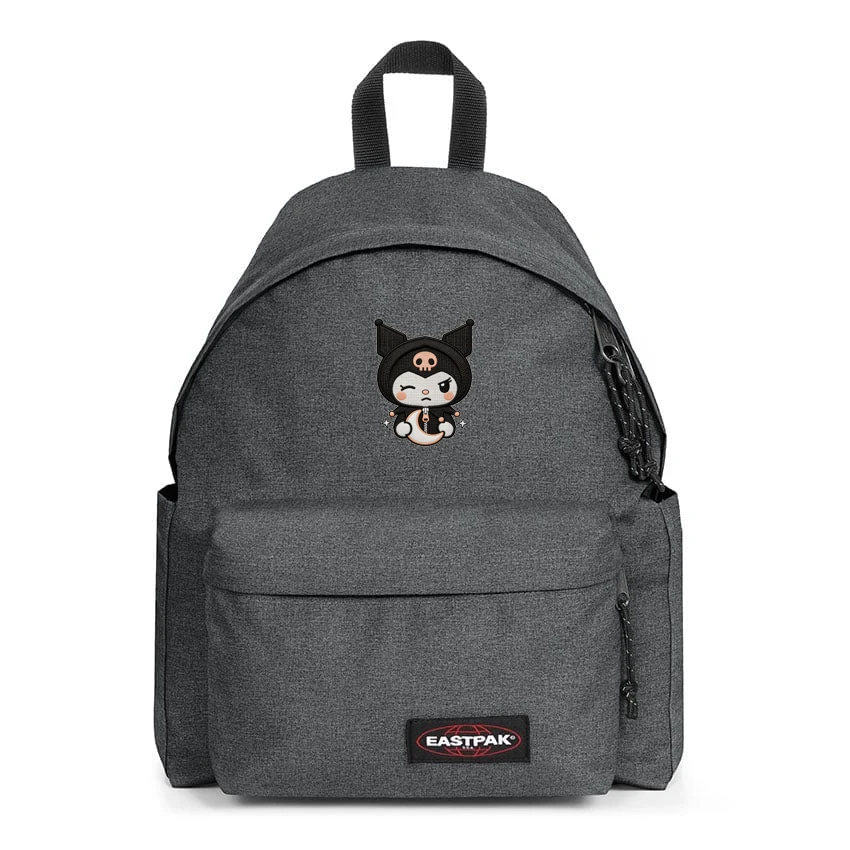 EASTPAK DAY PAK'R BLACK DENIM Kuromi Rebel Charm Embroidered Backpack 1 EASTPAK DAY PAK'R BLACK DENIM Kuromi Rebel Charm Embroidered Backpack