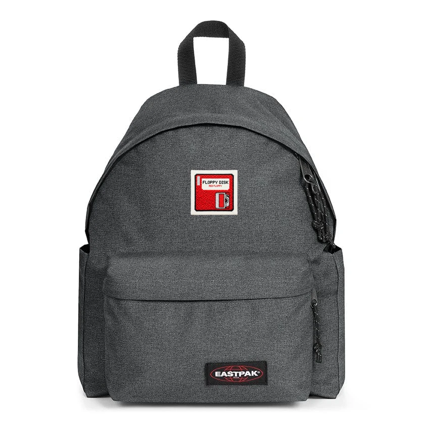 EASTPAK DAY PAK'R BLACK DENIM Write-Protect Red Embroidered Backpack 1 EASTPAK DAY PAK'R BLACK DENIM Write-Protect Red Embroidered Backpack